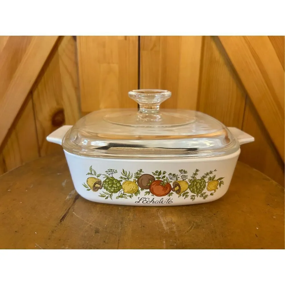 Vintage Corning Ware Spice of Life L'Echalote 1 Quart Casserole Dish With Origin